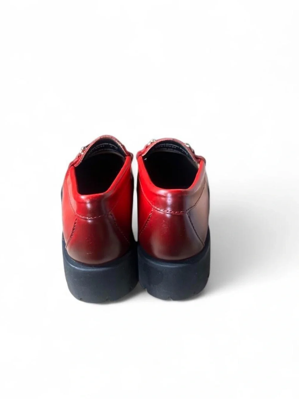 G.H. Bass Weejuns Red Leather Horsebit Super Lug Loafers - Size 5